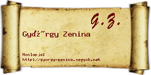 György Zenina névjegykártya